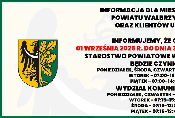 Zmiana godzin funkcjonowania urzędu